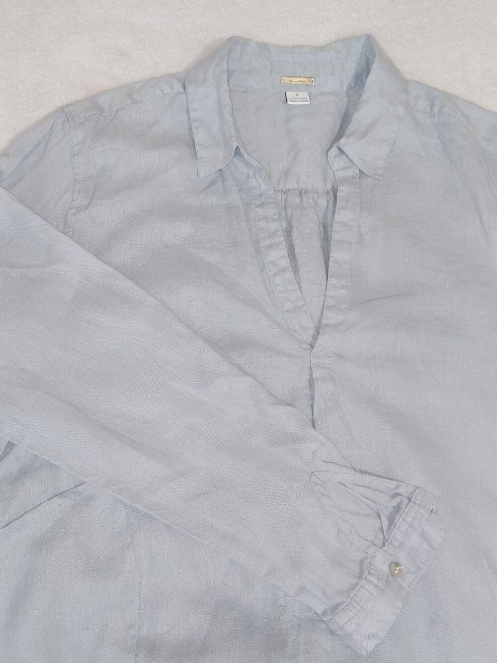 Magaschoni Linen Lagenlook Top Blue Oversized Tunic Womens L - Picture 11 of 12